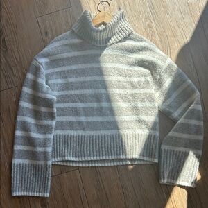 Z Supply Heather Gray Striped Turtleneck Sweater